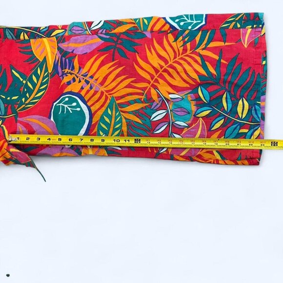 C&C California Tropical Linen Wide Leg Floral Elastic Waist Crop Pants Women’s S - Picture 4 of 7